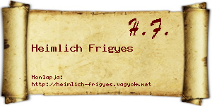 Heimlich Frigyes névjegykártya